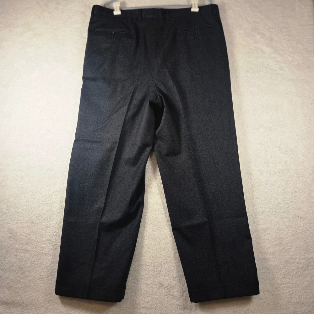 Luca diMarco Men's Wool Trousers Charcoal Grey Pleated Cuffed Dress Pants SZ 40